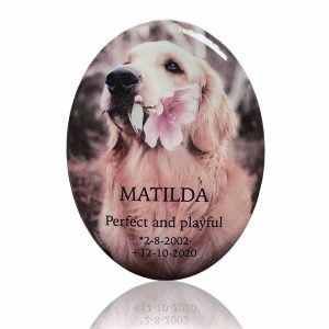 Pet Oval Ceramic Customised Memorial Plaque, with text